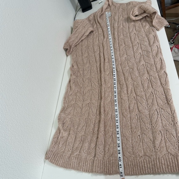 Women's Cable Knit Cardigan Sweater - Beige - Picture 9 of 9